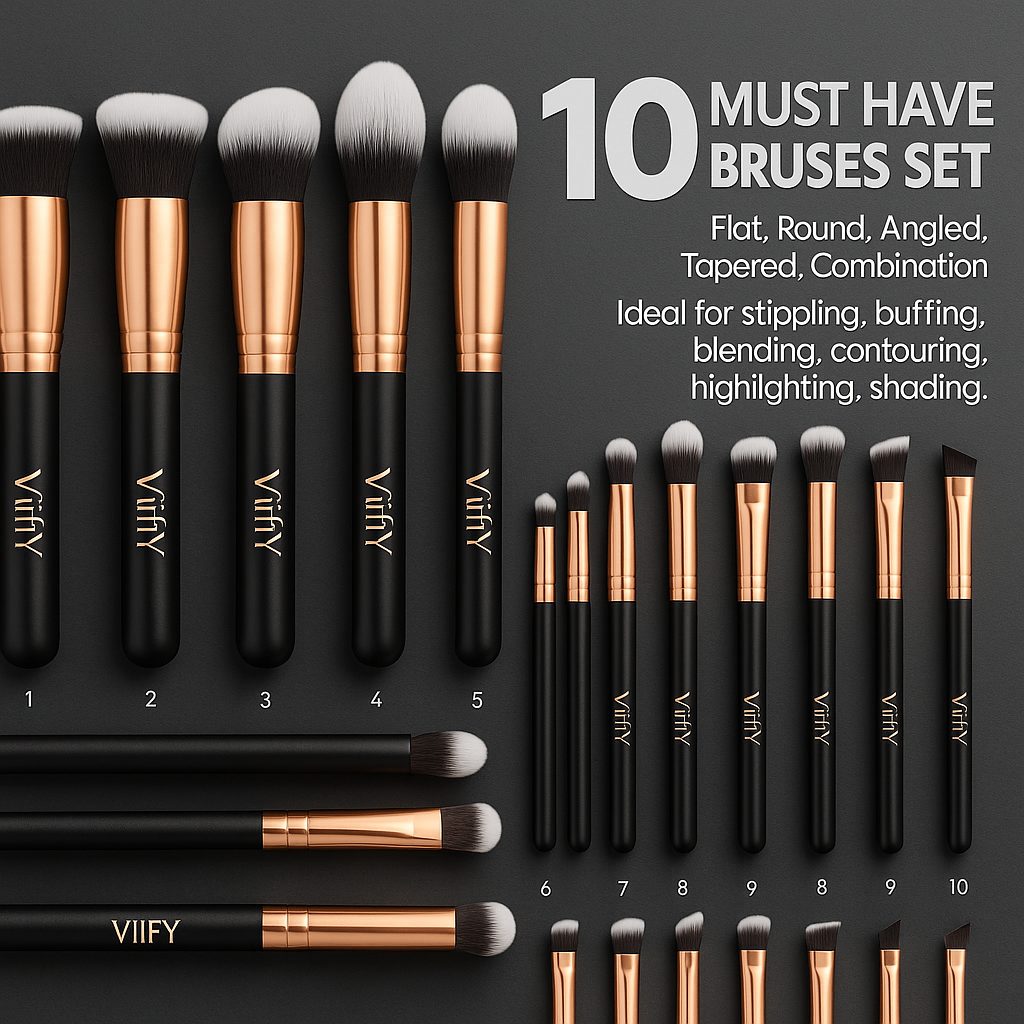 VVIFY vegan makeup brush set laid out